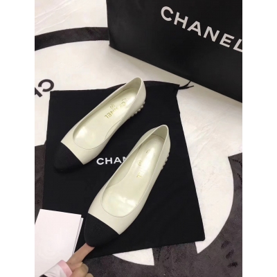 Chanel 香奈兒2018專櫃最新款 法國代購18春季後跟一圈珍珠芭蕾舞小方跟 平底女士芭蕾舞系列 法國專櫃代購#原版拆解倒模鞋底，鞋面小牛皮面， 進口綿羊皮內裡，鞋底進口真皮大底，碼數35-40