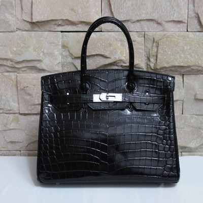 Hermes愛馬仕 Birkin35和30鱷魚紋單肩手提包 高檔時尚女包 HB48521黑色