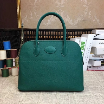 愛馬仕Hermes Bolide 寶利31cm 原版進口epsom 保齡球包 非常經典實用的一款 手拎肩背雙用 【森林綠】