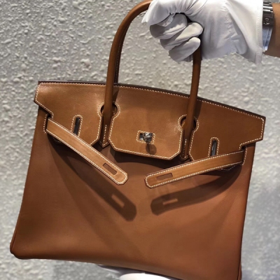 愛馬仕Hermes birkin 30cm 銀 ck37金棕 Barenia 馬鞍皮 復古質感一流