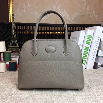 愛馬仕Hermes Bolide 寶利27cm 原版進口epsom皮，半手工蠟線。 保齡球包 非常經典實用的一款 手拎肩背雙用 【瀝青灰】