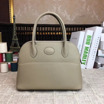 愛馬仕Hermes Bolide 寶利27cm 原版進口epsom皮，半手工蠟線。 保齡球包 非常經典實用的一款 手拎肩背雙用 【風衣灰】