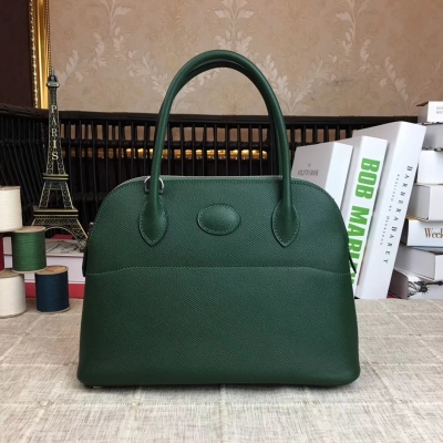 愛馬仕Hermes Bolide 寶利27cm 原版進口epsom皮，半手工蠟線。 保齡球包 非常經典實用的一款 手拎肩背雙用 【英國綠】