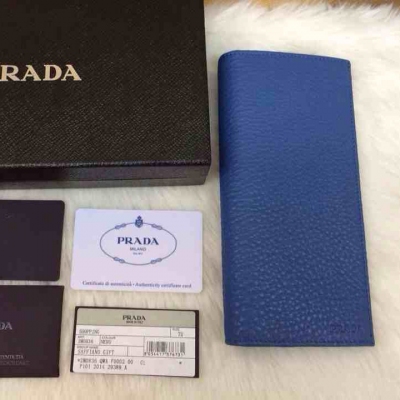 Prada 普拉達西歐出品原單荔枝紋2折長款2M0836 壓嘜西服夾，黑