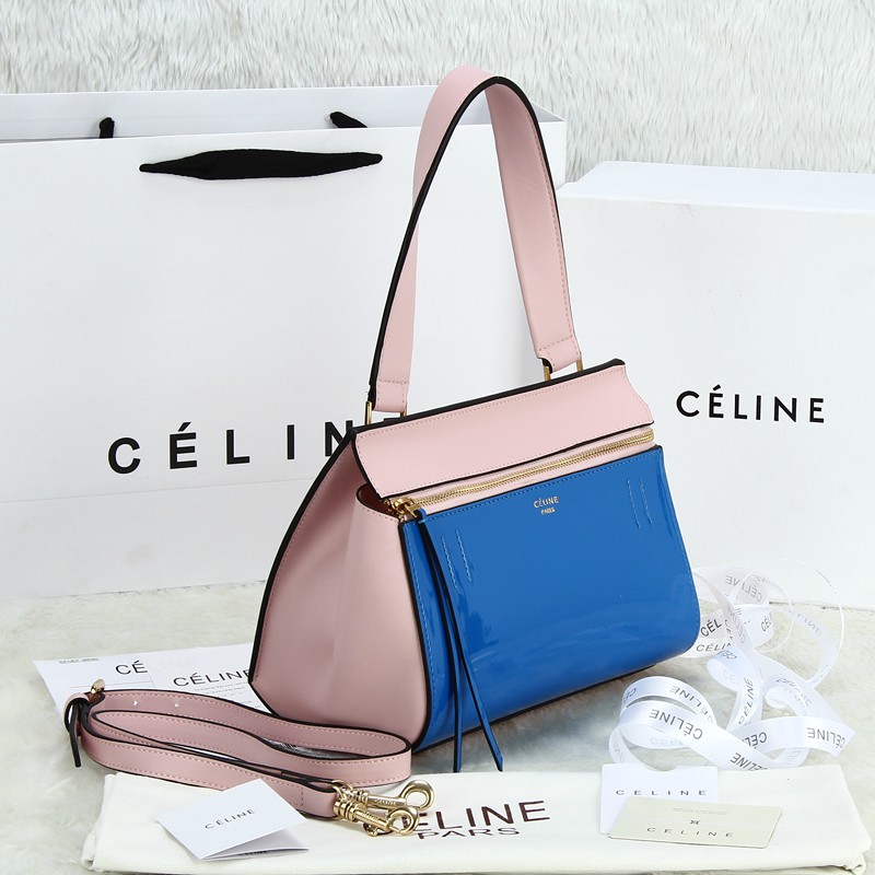 690352-粉配藍 Celine/賽琳拼色 早春新款edge拼色女包 (達人必備)