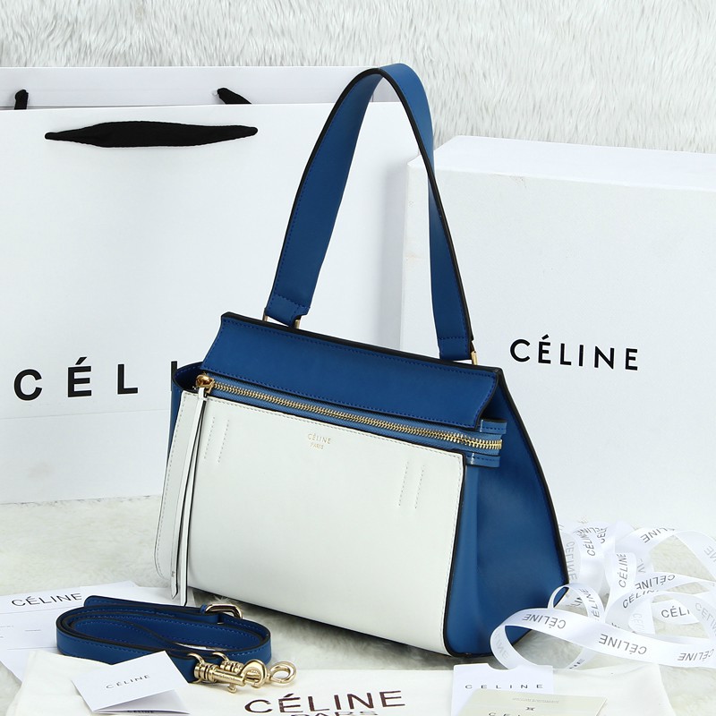 690352-白配藍 Celine/賽琳拼色 早春新款edge拼色女包 (達人必備)