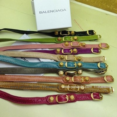 2013新款巴黎世傢手鐲Balenciaga 鉚釘手鐲 手環 手鏈 油臘真皮多色可選 085324