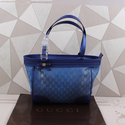 Gucci 女包 古馳 熱賣新款 帆佈包 手提單肩包 257061-寶藍金絲