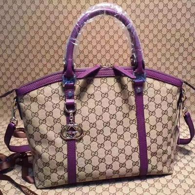 GUCCI專櫃品質，原版皮質款號341503杏布 紫皮，尺寸W33H27D14