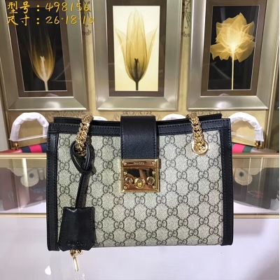 【Gucci古馳】Gucci新款。市場頂級獨家控貨，專櫃品質 採用進口牛皮，原廠五金！精緻做工。獨家實物拍照 品質如圖可見。型號: 498156尺寸：寬26*高18*側寬10