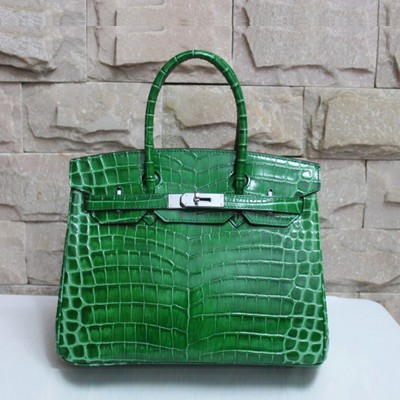 Hermes愛馬仕 Birkin35和30鱷魚紋單肩手提包 高檔時尚女包 HB48521綠色