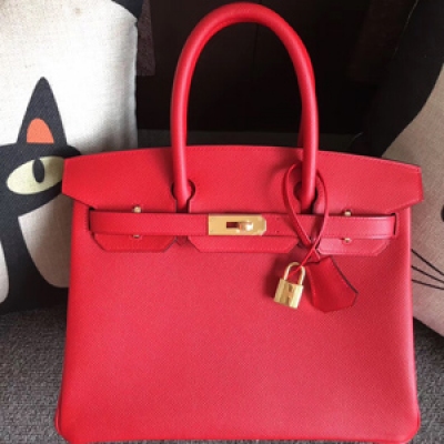 Hermes Birkin30 進口原廠Epsom皮 頂級純手工蜜蠟線 做工 走線 五金 皮質 原版 看細節 女神手提包 53 大紅