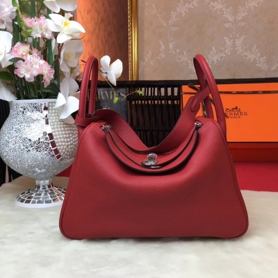 愛馬仕Hermes Lindy 30cm 原廠頂級進口原廠togo皮 配 手工蜜蠟線縫製 老工匠手藝 愛馬仕Hermes 經典款 【大紅】銀扣