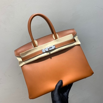 Hermes愛馬仕 Birkin 30cm Barenia 法國頂級馬鞍皮 37 Gold 金棕 銀扣 頂尖工藝 全手縫蠟線