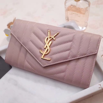 Yves Saint Laurent SLP 信封按扣款钱包  #   进口牛皮， 五金 尺寸：19*11cm