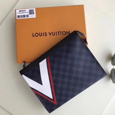 LV N64023海外原單特供（專櫃貨）採用全進口皮料，歐牙拉鍊。計靈感源自手袋，此款柔軟而嬌美的錢夾是帆布與柔軟小牛皮的完美結合。設計精巧的內部空間可完美存放日常必備品。尺寸：27X21cm