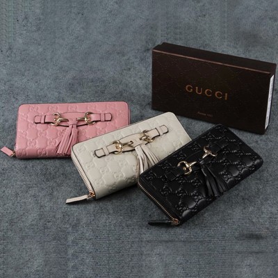 Gucci/古馳 時尚流蘇女款皮夾 原版牛皮壓花 經典長皮夾 多色 308014