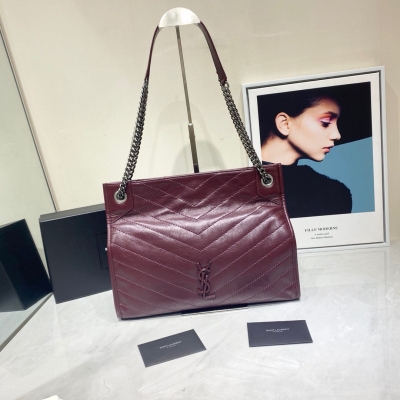 YSL Yves Saint laurent SLP聖羅蘭 2020新款復古褶皺鏈條購物包33cm