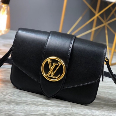 LV LOUIS VUITTON 路易威登 配套專櫃包裝 頂級原單 全純鋼五金M55948黑色 配有圓形L標識搭扣及金屬孔眼 彩色皮搭配花葵磁扣 尺寸：23×15×8CM 肩帶：50CM