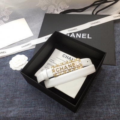 CHANEL香奈兒皮帶 寬2.0cm五金採用logo經典貼皮字母扣