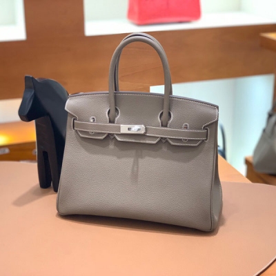 HERMES愛馬仕 Togo 大象灰 Birkin 30 銀扣