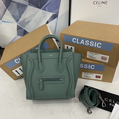 CELINE MICRO LUGGAGE NANO Celine笑臉包 小牛皮凹入式手袋 小牛皮和麂皮襯裡。可單肩或斜挎 尺寸：20cm