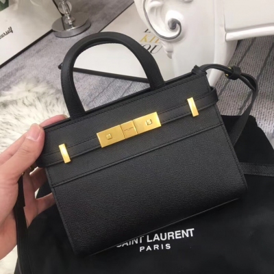 YSL SLP Yves Saint laurent聖羅蘭 MANHATTAN迷你號手掌紋小小精緻可愛的包型皮質耐磨不用擔心有劃痕經典黑色 復古五金配色上身很高級帥氣百搭款 型號：553741 尺寸：21X16X9cm