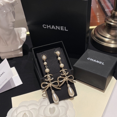 Chanel香奈兒 珍珠墜蝴蝶結耳環 2022 春夏新品 甜美淑女必入單品