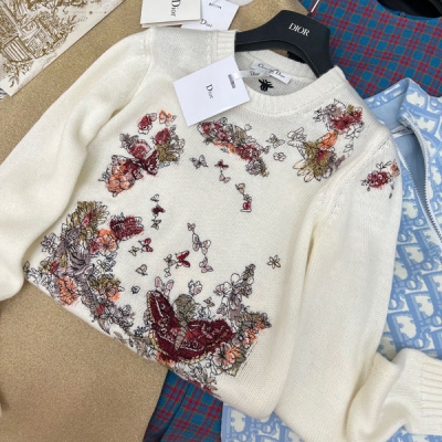 Dior迪奧 2022ss 限定款刺繡毛衣進口機刺繡工藝非常大牌精美立體 一眼高級！羊毛羊絨紗線輕盈親膚 單穿打底都很舒適 SML