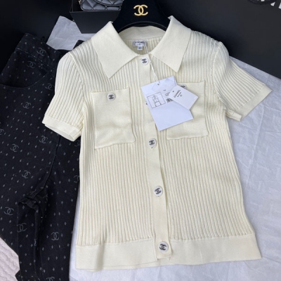 Chanel香奈兒 2023C Vintage中古款Polo針織短袖上衣最愛 元素永恆的減齡時髦 很有復古fell 小香女孩沖起來SML