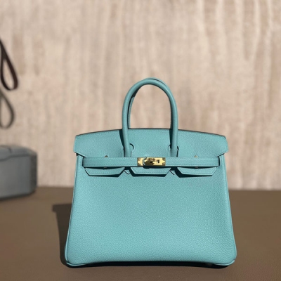 Hermes愛馬仕 Togo 馬卡龍藍 Birkin BK 鉑金包 25cm 金扣