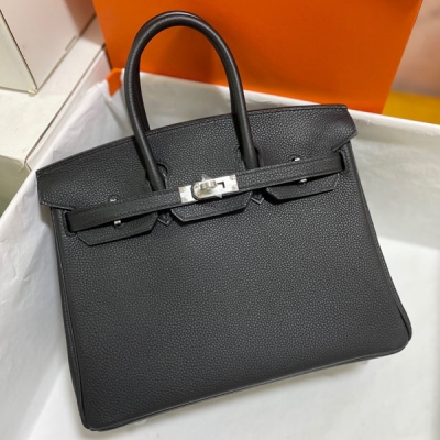 Hermes愛馬仕 Togo 黑色 Birkin BK 鉑金包 25cm 銀扣