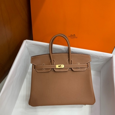 Hermes愛馬仕 Togo 金棕色 Birkin BK 鉑金包 25cm 金扣